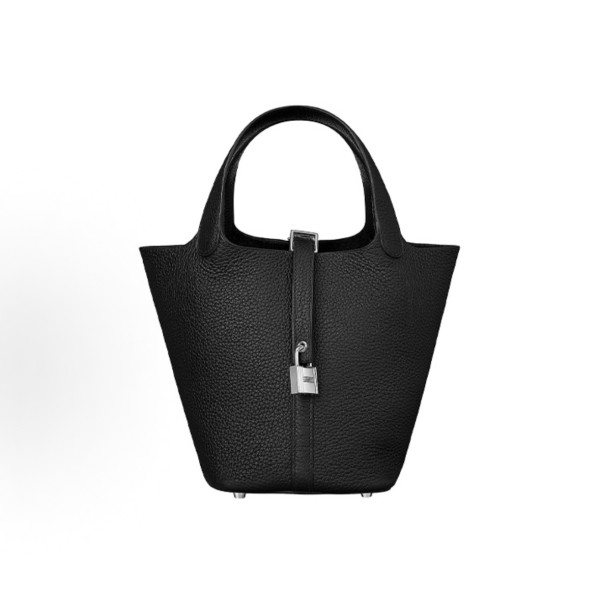 HERMES Picotin Lock 18 Silver buckle Women\'s 89 Noir Black